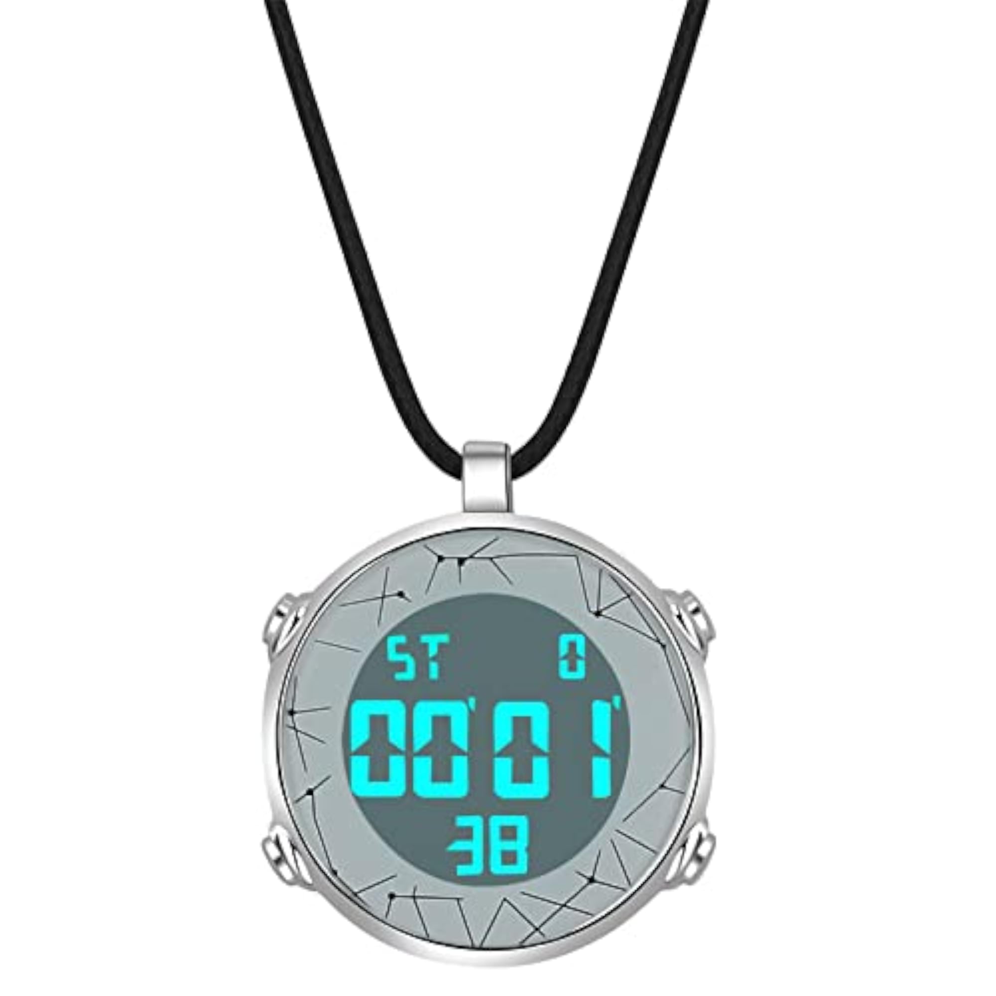Digital Quartz Pocket Watch with Leather Necklace Chain